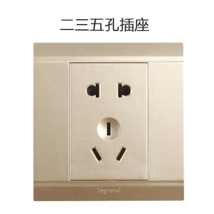 TCL罗格朗开关插座美仑山 五孔二三插墙壁电源面板二三孔插座漫金