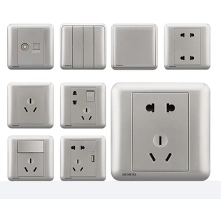 西门子开关插座皓睿硒釉银10A五孔一开二开三开单控双控16A三孔86