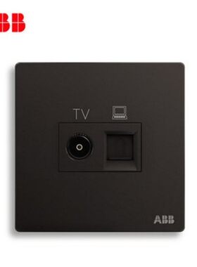 ABB开关插座轩致曲面星空黑电视电脑有限电视TV网络八芯网线面板