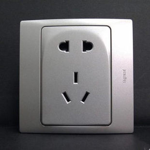 TCL罗格朗开关插座美爵太空银五孔插座二三插墙壁面板五眼二三极