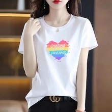 纯棉彩色t恤女短袖夏季2025新款宽松薄款打底衫内搭纯色显瘦上衣