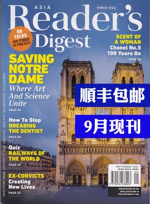 区域包邮 READER'S DIGEST ASIA 读者文摘杂志 亚洲版2021年9月 英文杂志进口原版