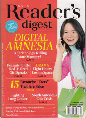 区域包邮 READER'S DIGEST ASIA 读者文摘 亚洲版 2016年9月