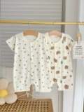Детский комбинезон, летний костюм мальчика цветочника, детское боди, хлопковая тонкая пижама, летняя одежда, 0-18 мес., короткий рукав