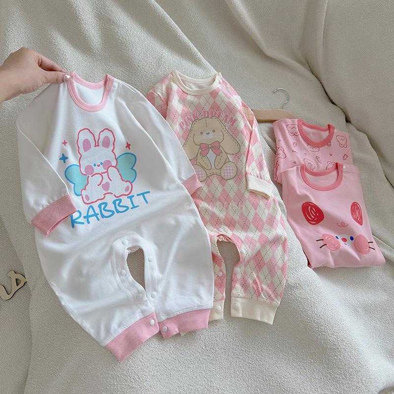 女童纯棉长袖哈衣爬服秋季外出服