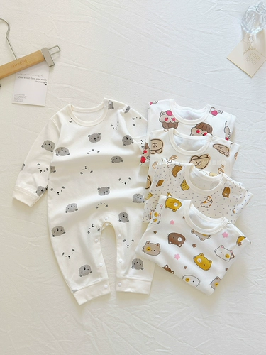 Детский хлопковый лонгслив для мальчиков, детское боди, осенняя пижама для новорожденных, 0-18 мес.