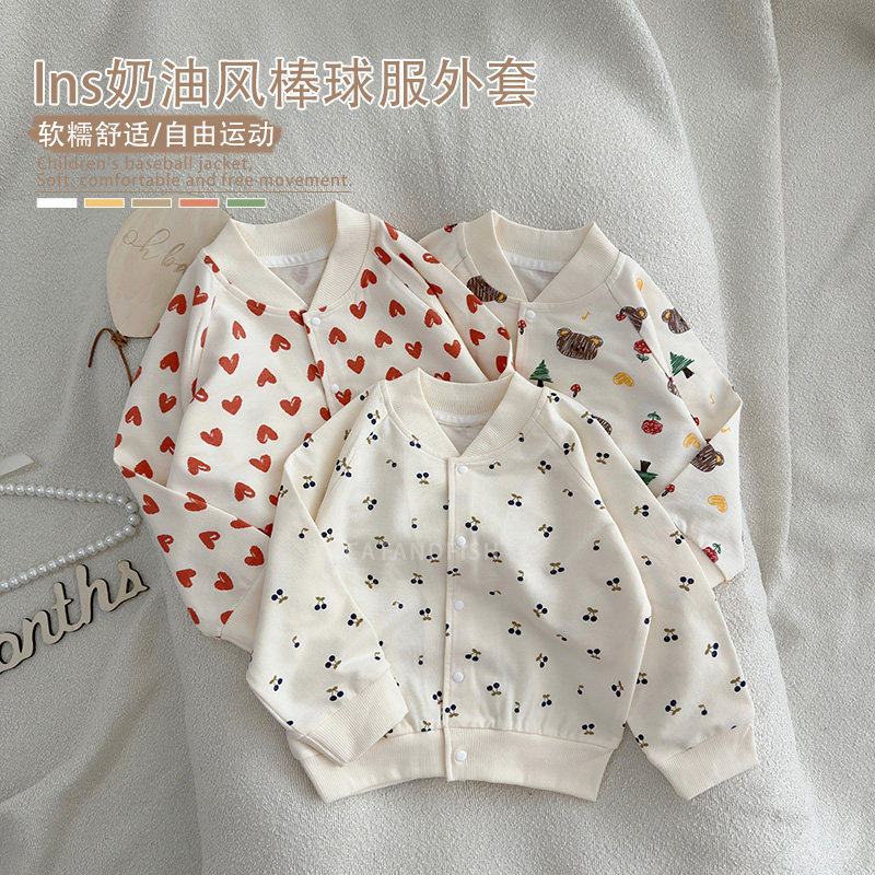 男童纯棉棒球服外套上衣春秋外穿图片