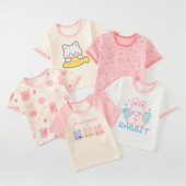 上衣新生婴儿纯棉打底0 女童短袖 5岁外穿 夏季 半袖 T恤夏装 儿童薄款