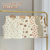 儿童纯棉保暖马甲小男童女宝宝夹棉秋冬装 5岁打底外穿 坎肩婴儿0