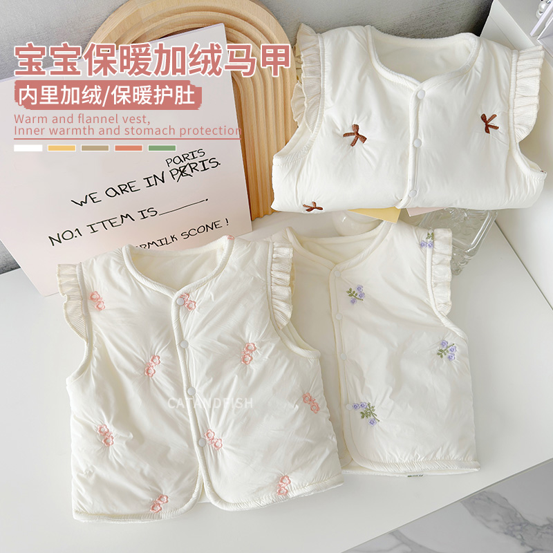 女童保暖加绒秋冬装马甲