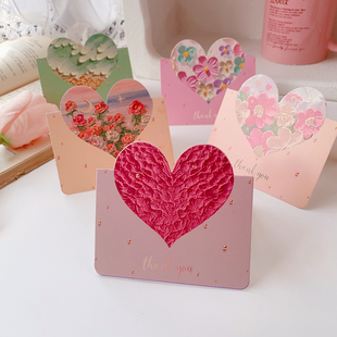 爱心镂空感谢小卡片母亲节贺卡祝福留言花店蛋糕店空白写字可定制