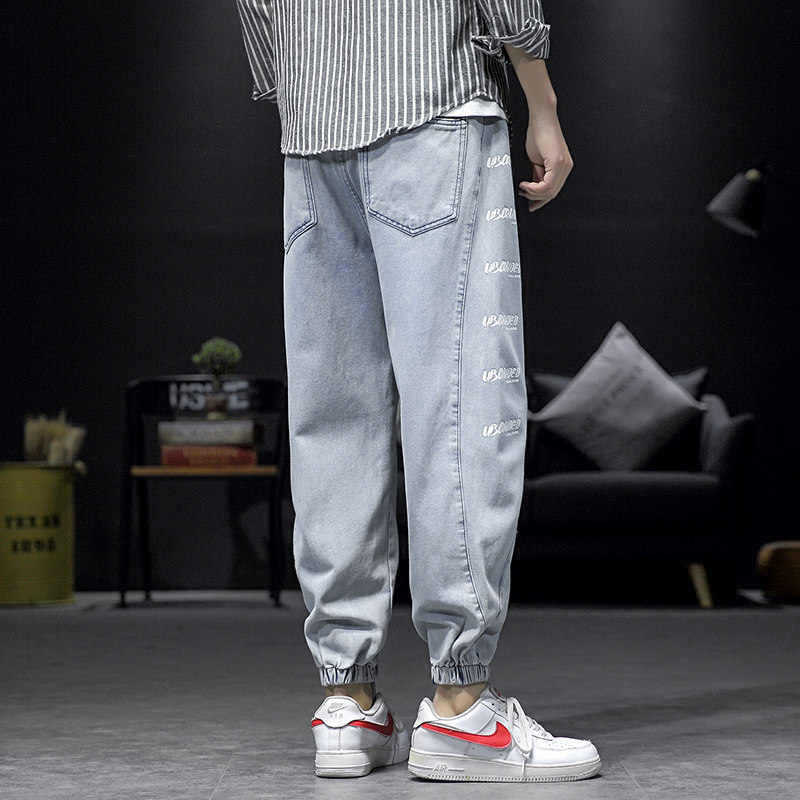 2023春款牛仔印花束脚裤货号K387P55,男装牛仔裤,电商A063
