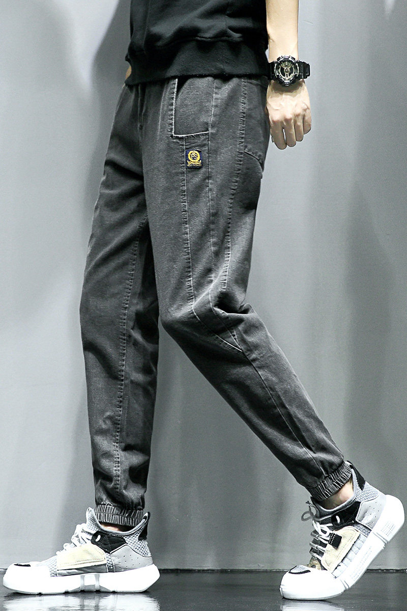 男士宽松束脚水洗休闲裤男B416-K186P55灰色P58浅蓝P58控价88,男装牛仔裤,电商A063