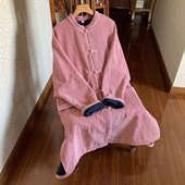 手工盘扣外搭 宽松中长款 暖暖 灯芯绒摇粒绒外套秋冬中国风女装