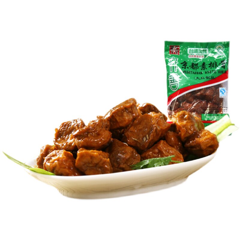 齐善素食仿荤食品京都排骨酱香排纯素斋菜大豆蛋白促销大豆即食