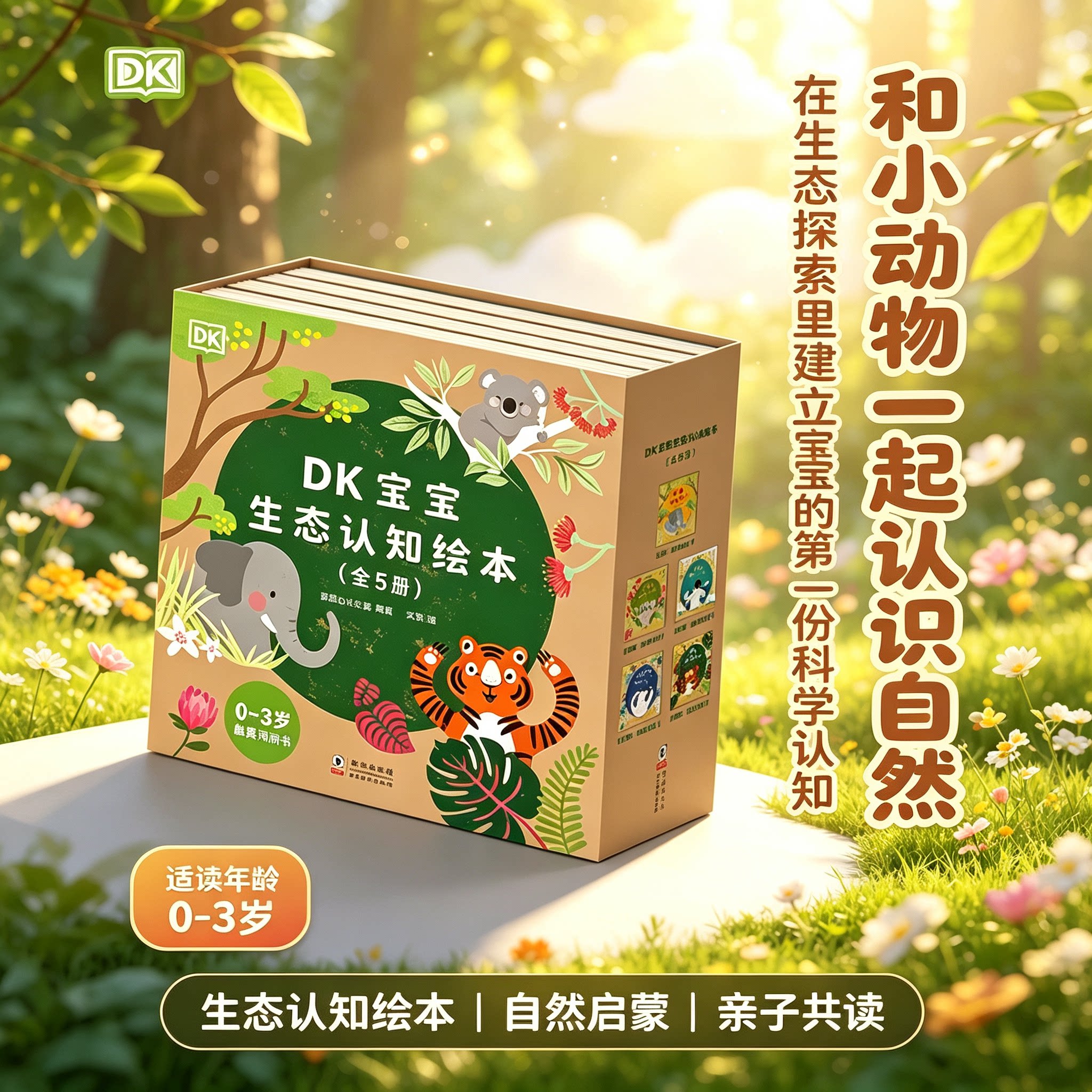 DK宝宝生态认知绘本 全5册 0-3 岁婴幼儿触摸洞洞书 森林海洋动物认知 动物自然科普早教纸板书 触感启蒙亲子共读礼盒童书