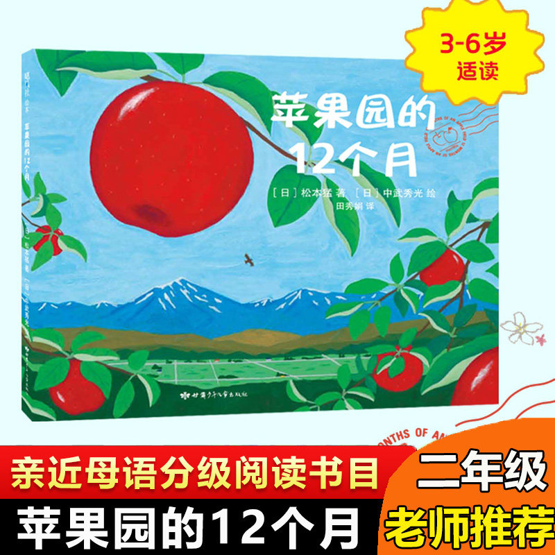苹果园的12个月 精装硬壳  日本图书馆协会选定图书 3-6-8周岁幼儿园宝宝早教启蒙绘本图画故事书籍亲子睡前读物 苹果的生长百科
