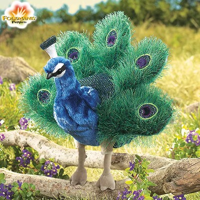 Folkmanis手偶毛绒玩具仿真孔雀女童玩偶儿童生日礼物女孩儿童节