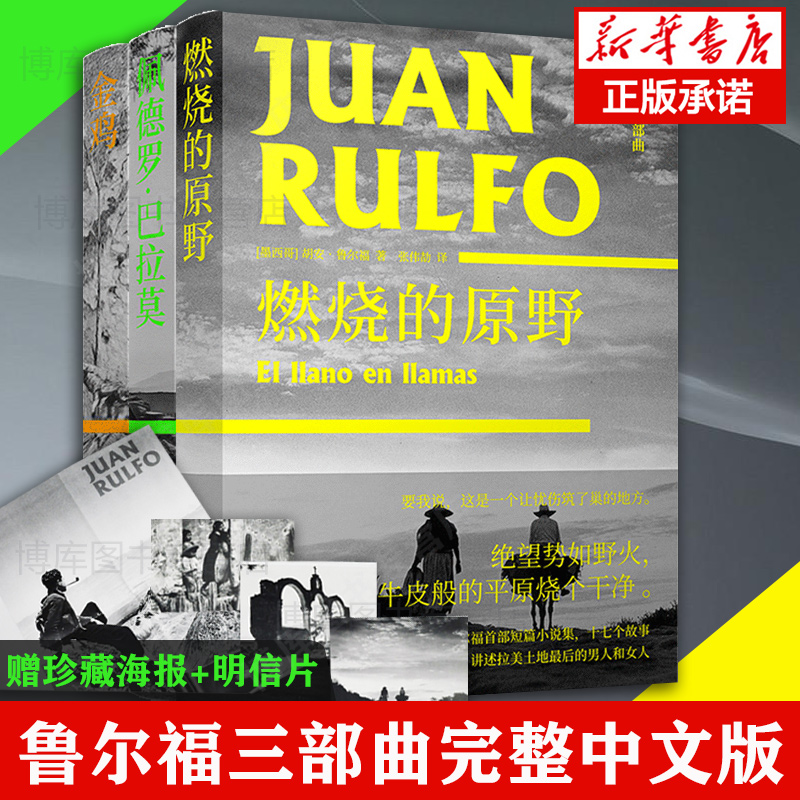 【赠海报+明信片】鲁尔福三部曲 燃烧的原野+佩德罗.巴拉莫+金鸡 魔幻现实主义小说流派 百年孤独马尔克斯开篇雏形灵感来源书籍