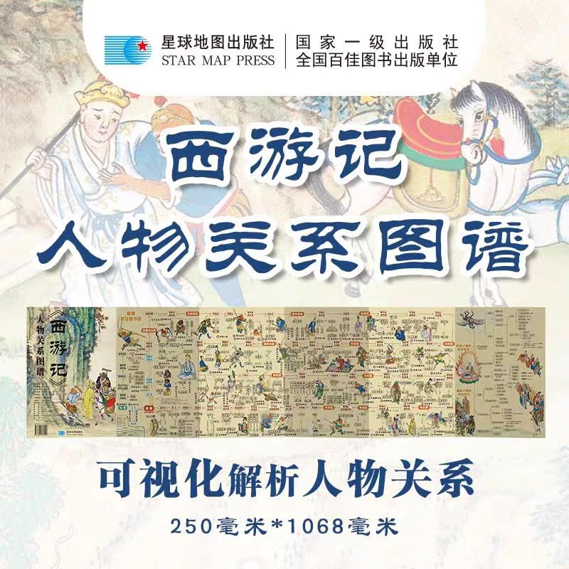 《西游记》人物关系图谱 787*1092mm  中学生适用四大名著思维导图 西游记取经路线图 四大名著思维导图 纸质版 星球地图出版社