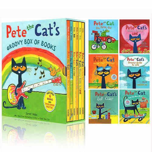 Pete the Cat Groovy Box Of Books皮特猫系列6册 精装盒装英文原版绘本儿童性格培养情绪管理逆商思维英语启蒙读物正版学习成长书