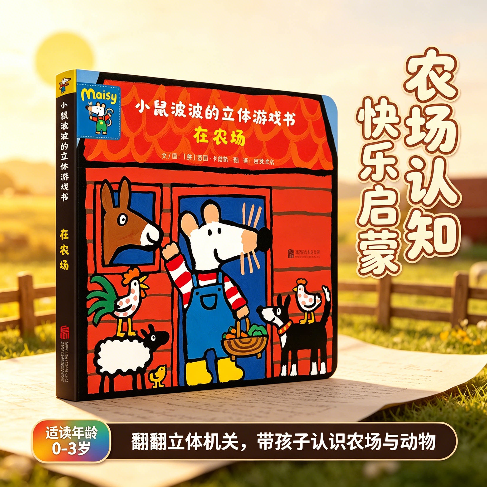 小鼠波波的立体游戏书：在农场 超好玩的玩具书0-2-3周岁婴幼儿宝宝儿童早教启蒙益智立体游戏屋一起过家家国外引进中文版绘本图画