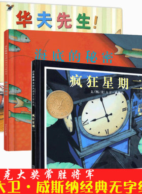 【凯迪克大奖无字书】正版 华夫先生+疯狂星期二+海底的秘密套装全3册 大卫威斯纳 0-3-6周岁幼儿童精装绘本图画故事书亲子阅读