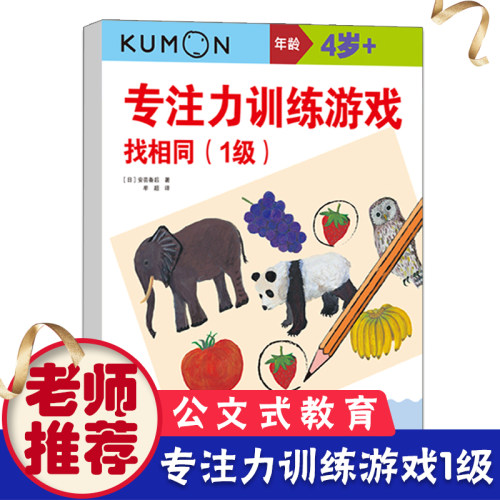 公文式教育：专注力训练游戏找相同玩出专注力4岁+宝宝学前教育 全脑开发思维训练游戏书