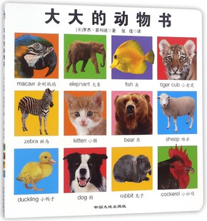 大大的动物书 罗杰·普利迪科普百科纸板书0-1-2-3岁早教启蒙翻翻看大象狮子猫狗兔子动物实物认知儿童英文早教撕不烂单词卡片大书