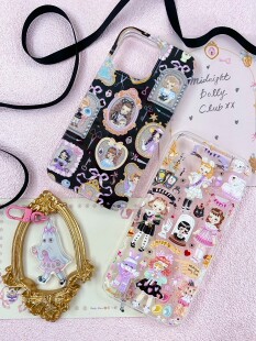 絮小饼onlytwo午夜娃娃俱乐部iphone适用可爱少女心搞怪闪粉双层手机壳大孔全包
