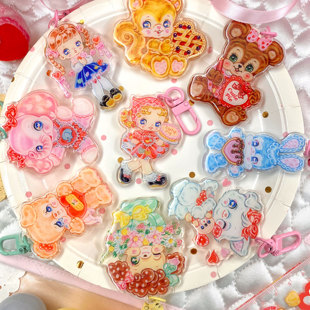 絮小饼onlytwo原创cutie 饰 pie可爱复古甜心闪粉滴胶钥匙扣挂件装