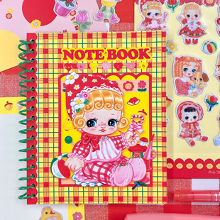 絮小饼only two原创昭和少女心可爱复古怀旧线圈笔记本全彩页本子