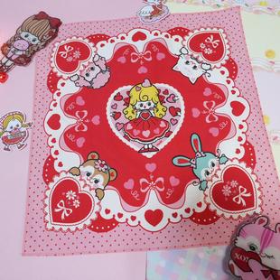 絮小饼mochi合作原创可爱昭和甜蜜小动物女孩纯棉手帕装饰布