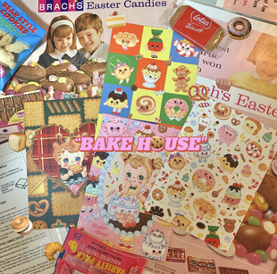 絮小饼only 饰画贺卡礼物 two原创合作童趣复古烘焙屋明信片插画装