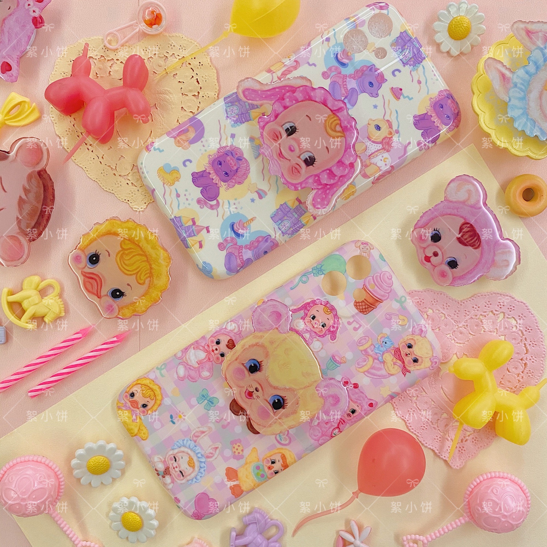 原创小饼胶皮可爱风复古手机壳