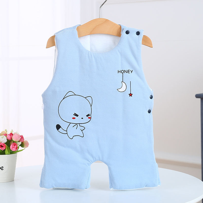 婴儿肚兜春秋纯棉男女宝宝夹棉连体肚兜护肚防踢保暖背心秋冬厚款