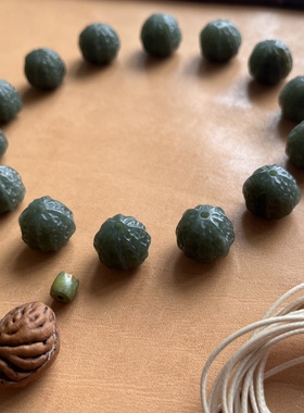 天然和田玉且末蓝手串和田玉核桃手串国风新中式手持莫兰迪保真