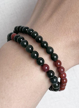 天然和田玉碧玉双圈手串原矿南红佛家吉数新中式百搭保真无裂