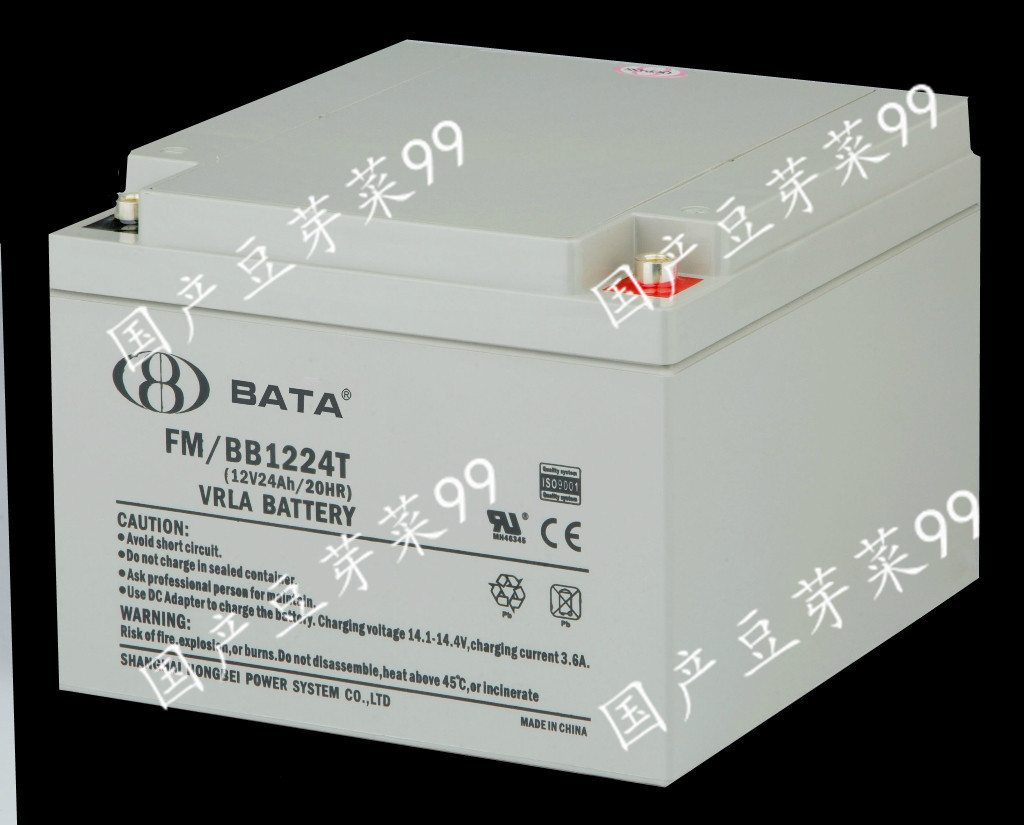 鸿贝蓄电池FM/BB1224T铅酸免维护12V24AH 铁路通信消防不间断电源