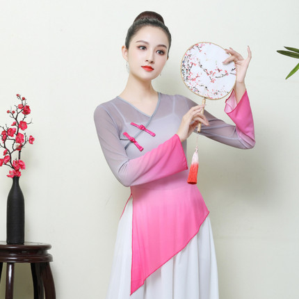 古风舞蹈服燕无歇爱莲说笑纳古典舞表演服女飘逸渐变过渡身韵纱衣