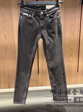 4RB738G国内CK Jeans25秋新款男士黑灰色洗水修身微弹牛仔裤