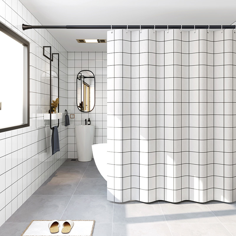 北欧磁性浴帘套装浴室高档防水布
