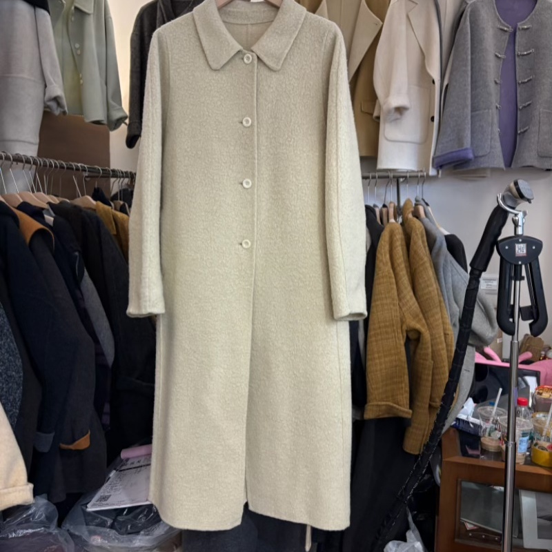 HAND MADE韩国高端双面羊绒大衣女2025秋冬苏丽羊毛简约大衣外套