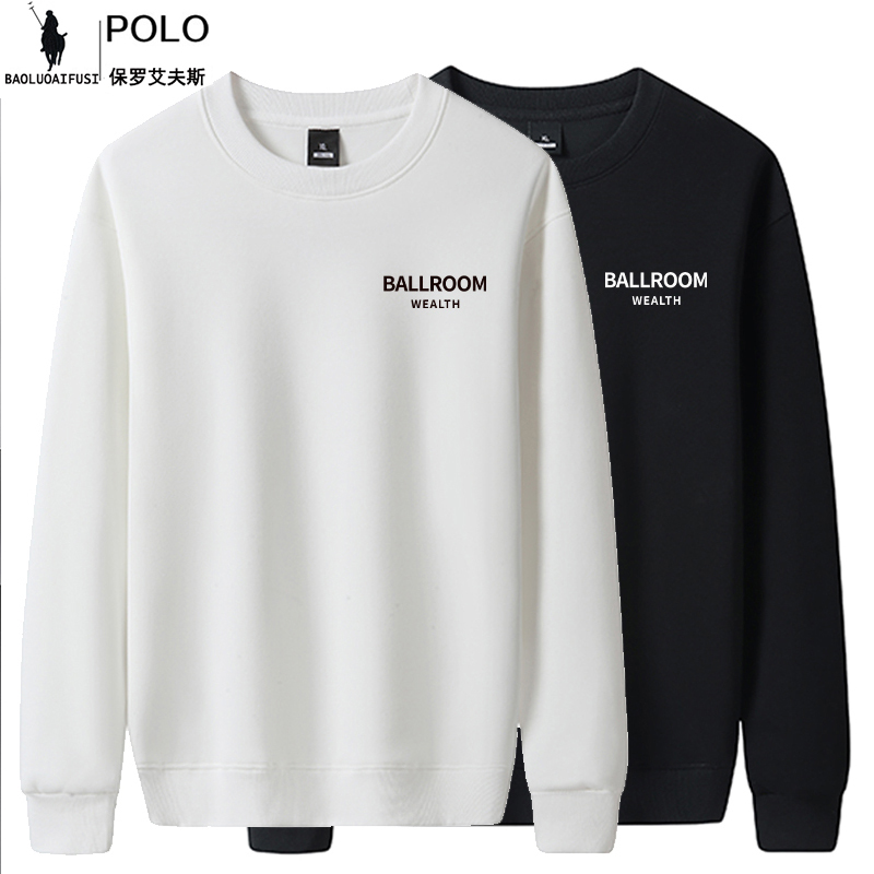 秋冬季圆领加绒加厚印花卫衣