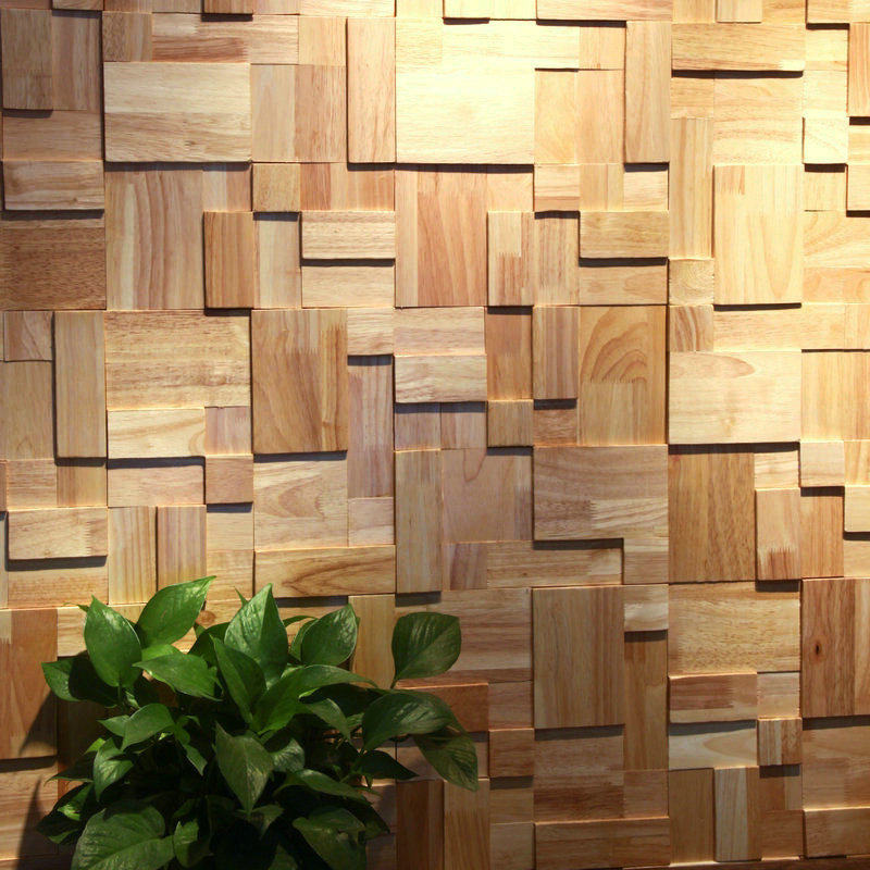 3d墙贴橡胶木实木马赛克客厅船木电视背景立体吧台门头前台装修板