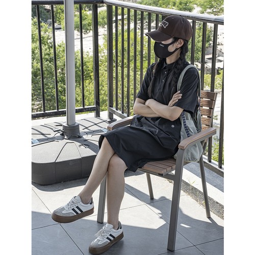 生哥家 亏到姥姥家！小众设计师女士冰感弹力polo翻领短袖连衣裙