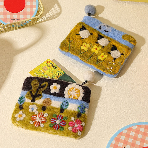 尼泊尔羊毛毡包零钱包迷你小包