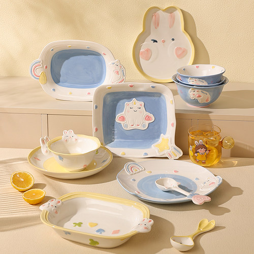 高温釉下彩餐具陶瓷盘子饭碗