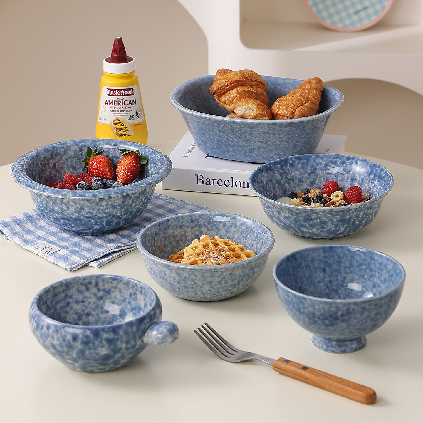 鹿谷川墨蓝饭碗釉下彩水果沙拉碗酸奶碗高颜值汤面碗高脚碗浴缸碗,餐饮具,碗,淘宝优惠券,粉丝福利购,淘宝优惠卷