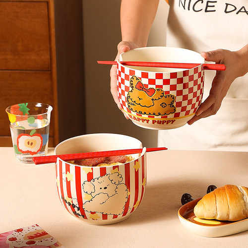 鹿谷川高颜值陶瓷泡面碗